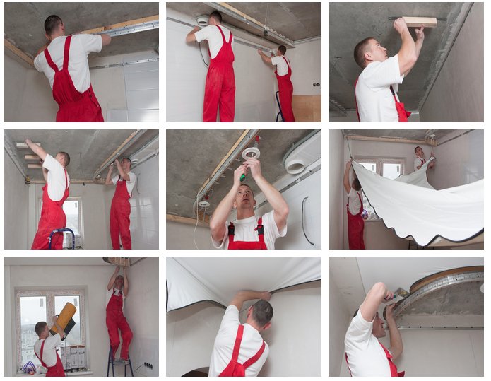 Установка натяжних стель